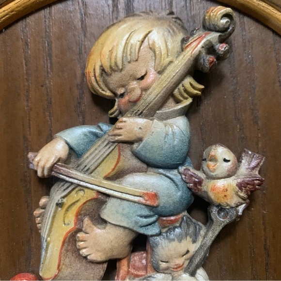 Vintage Fernandez Wood Carved Plate Happy Birthday 1972 Fernandez Picture Frame - Picture 4 of 10